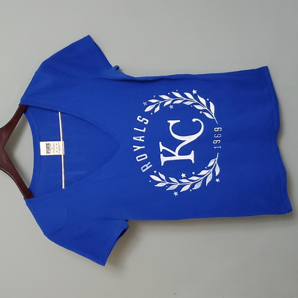 PINK KC Royals V-neck shirt (sz XS)